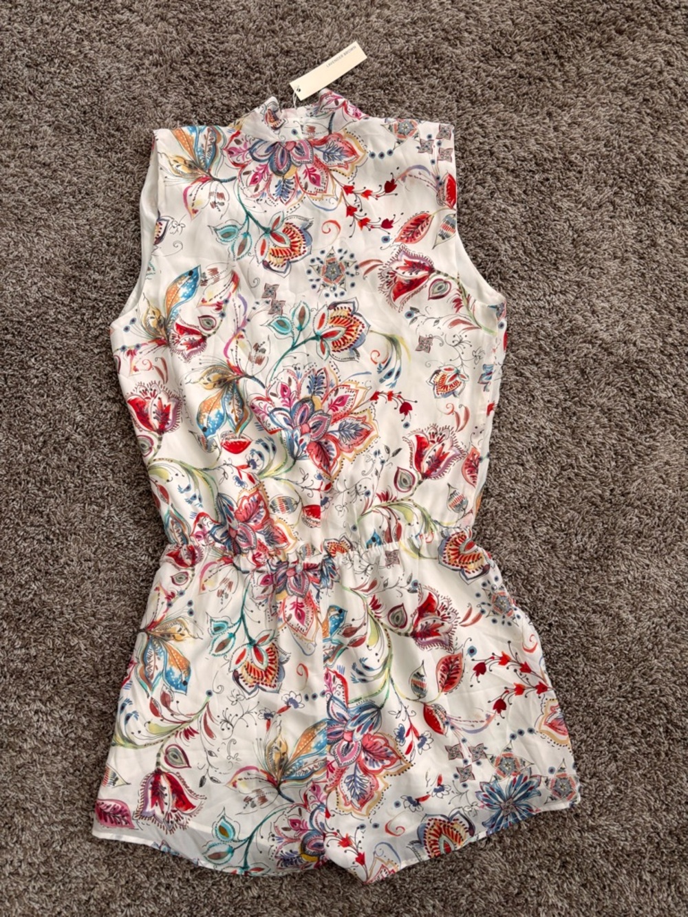 Lavender Brown 100% Silk Floral Romper – NWT | Boho Luxe | Size M - Picture 4 of 9